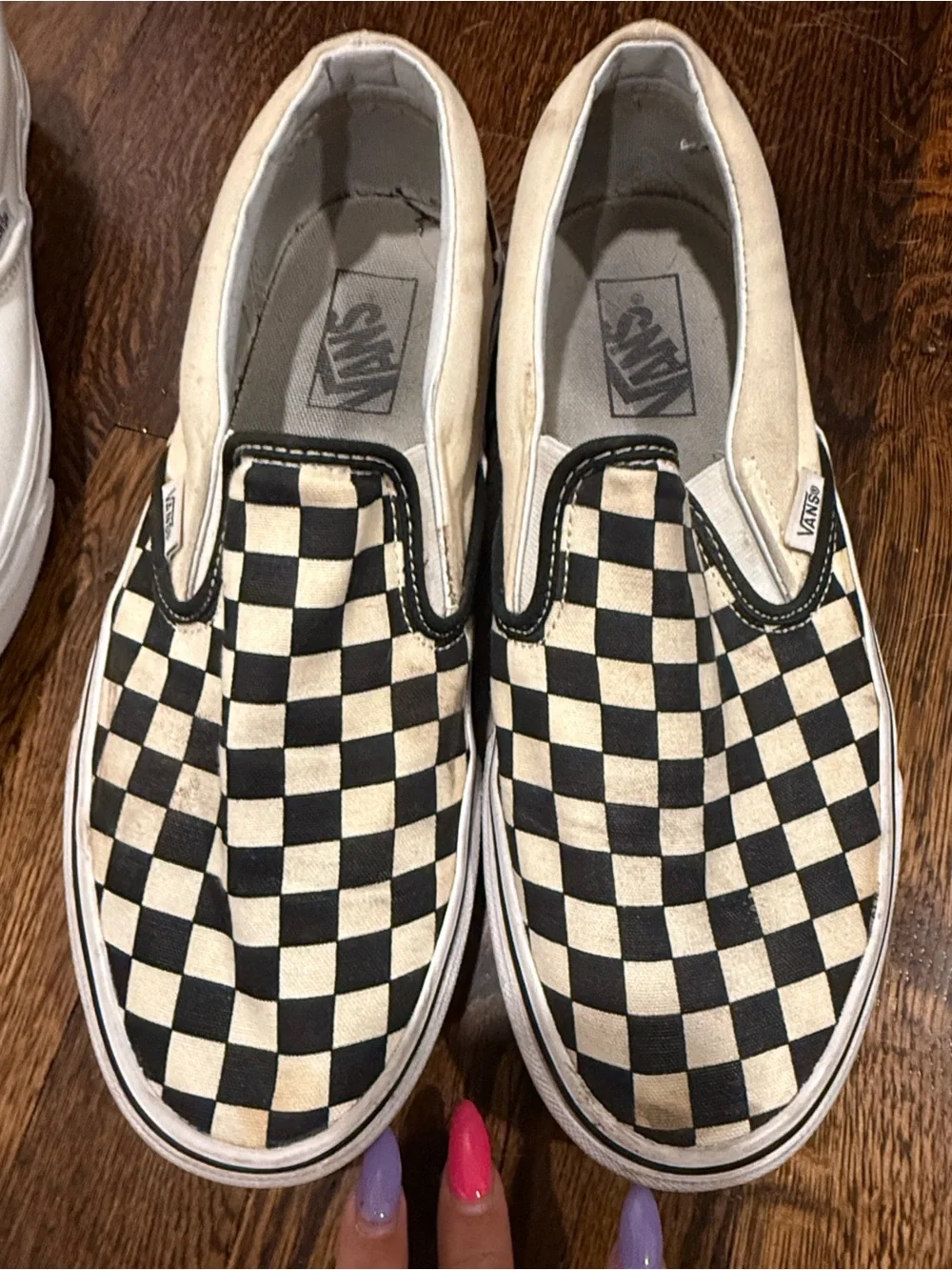 Vans bSlip-On Shoes - Checkerboard & White a
